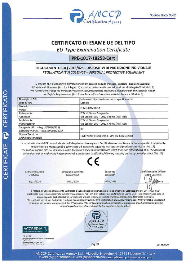 Certificato ITMG-CAM-001A